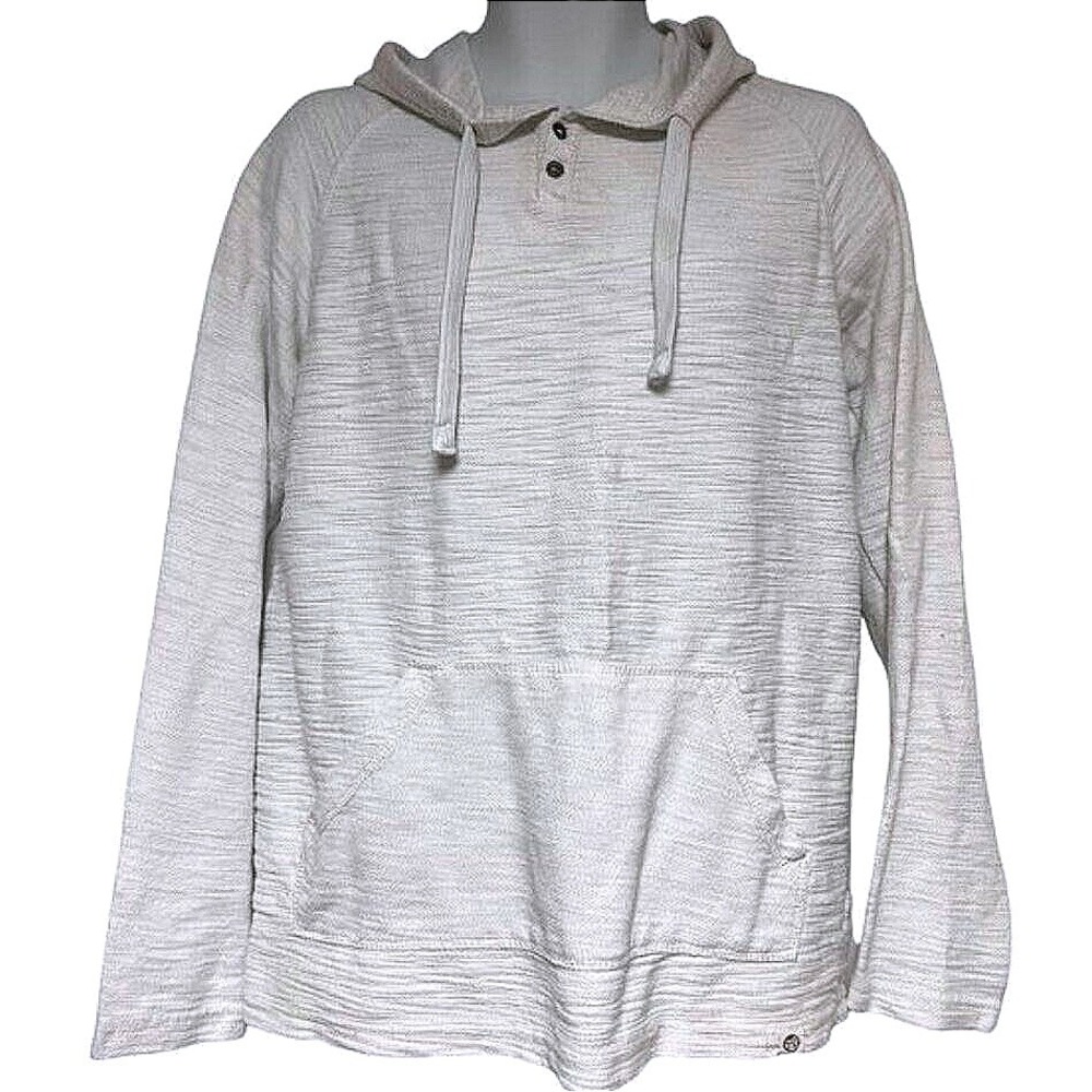 Free Planet Cream White Hoodie Long Sleeve Two‎ Button Pullover Men's XL